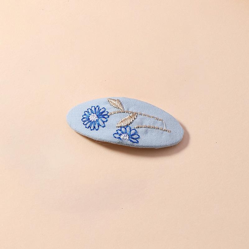 Fresh Fabric Hair Clip Embroidery Korean Style Bb Clip Leaf Retro Hair Pin Hair Decor For Daily Use