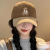 Cute bear corduroy baseball cap children autumn and winter new contrasting color splicing versatile cap men