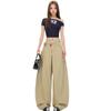 Women's 2025 Khaki American Retro Wide-Leg Bootcut Jeans with Large Pockets