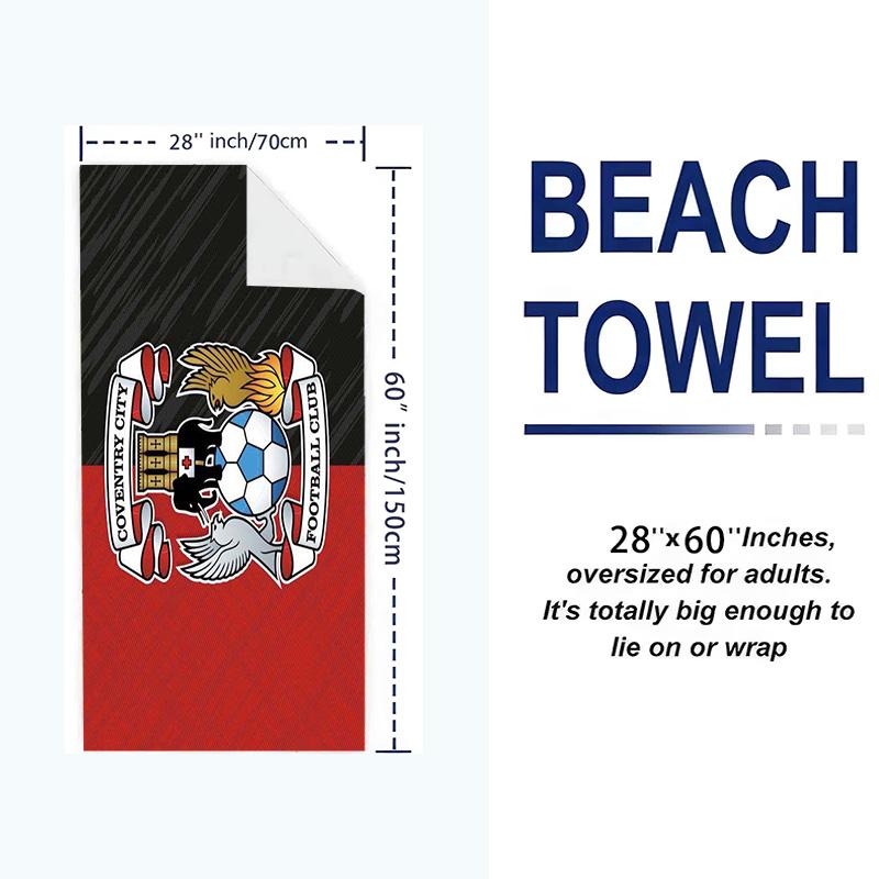 Coventry City Print Beach Towel, Large Soft Quick Dry Towel for Beach Camping Swimming