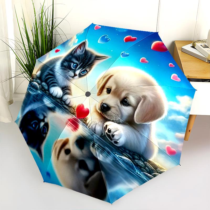1PC cute dog pet puppy Umbrella Portable Folding Umbrella Iron Frame Hole Bone Structure Outdoor Home Umbrella A14
