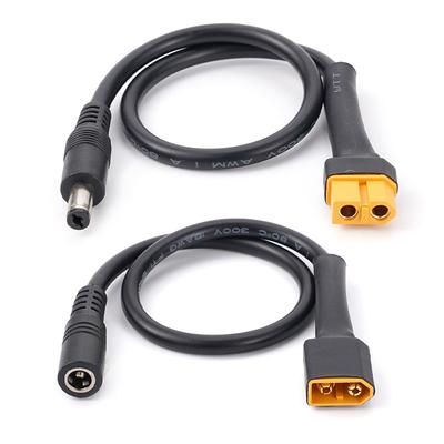 Konektor XT60 samec/samice k DC 5,5x2,5 mm/5,5x2,1 mm napájecímu kabelu, adaptér, proudový černý zástrčkový kabel pro automobilový průmysl, dostupný