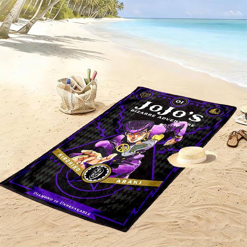 JoJo's Bizarre Adventure: Stardust Crusaders Beach Towel Outdoor Camping Portable for Travel Seaside Outdoor Pool Towel Absorbent Bath Towel Fashion