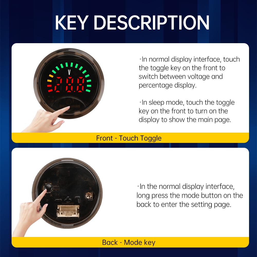 3318 Voltage Indicator High-Precision 3-wire Circular Digital Display Electricity Tester with Power-off Memory Function DC7-100V