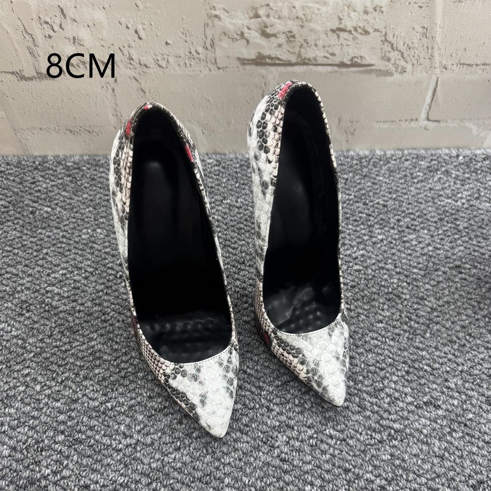 

Модные женские туфли-лодочки 16 см/14 см, сексуальные туфли на высоком каблуке, обувь для кроссдрессинга и танцев на пилоне с узором змеиной кожи, острый носок, глубокий вырез, на скользкой подошве, на заказ цвета 33