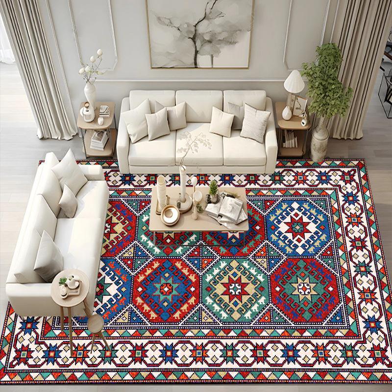 Vintage Persian Home Bedroom Living Room Fully Covered with Carpet Bohemian Ethnic Style Tea Table Sofa Carpet Bedside Carpet
