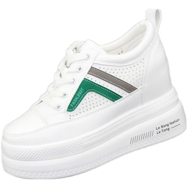 Fashion 2025 New Women 10cm Platform Wedge Fashion Sneakers Lace Up Shoes Vulcanize Chunky Sneaker Ladies Fashion Platform Shoes