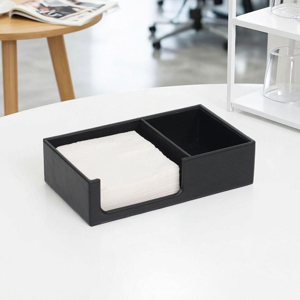 Square Leather Tissue Holder with Logo Printing - Creative Napkin Paper Storage Box for Hotels and Restaurants