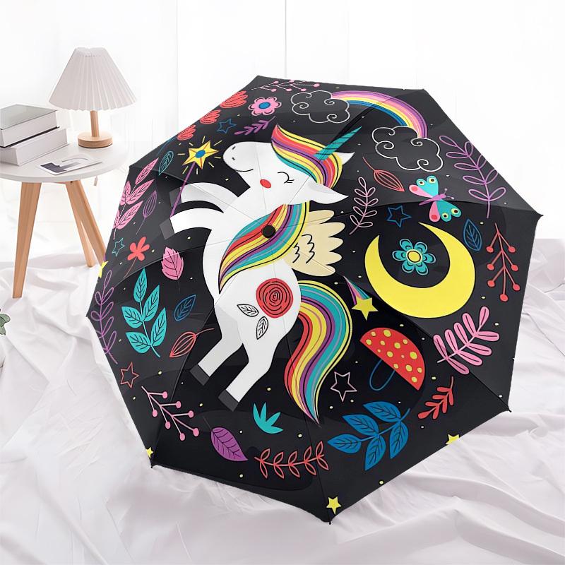 

1pc Unicorn Fantasy Night Umbrella with Plastic Handle,Compact & Stylish,Cartoon Pattern,Outdoor UmbrellaPT487