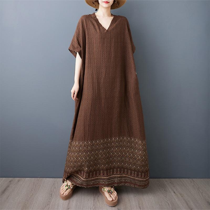 

Короткий рукав Плюс размер Хлопок винтаж новые платья для женщин повседневные свободные макси длинное летнее платье