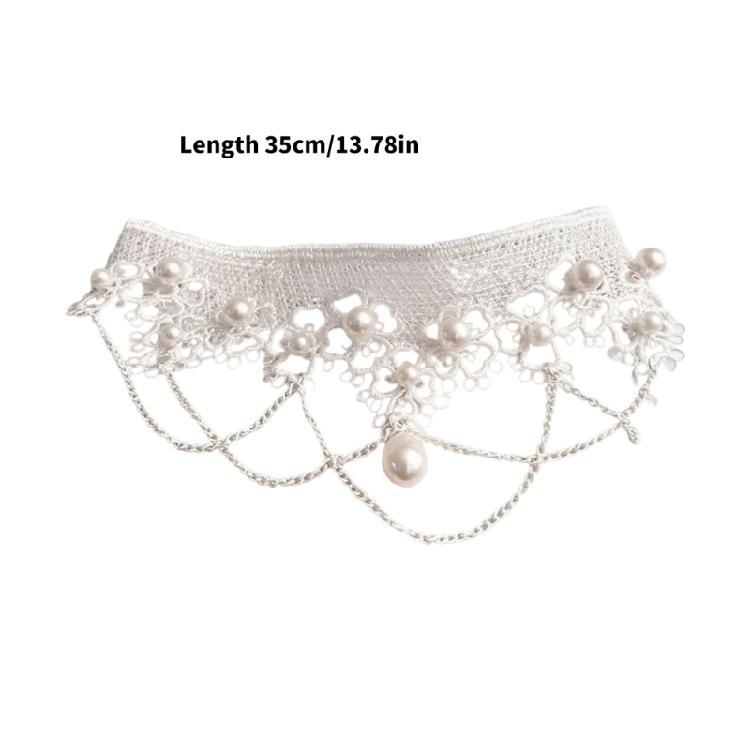 Stylish Lace Necklace Wth Imitation Pearls Modern Feminine Design Office To Party Wear Clavicle Chain