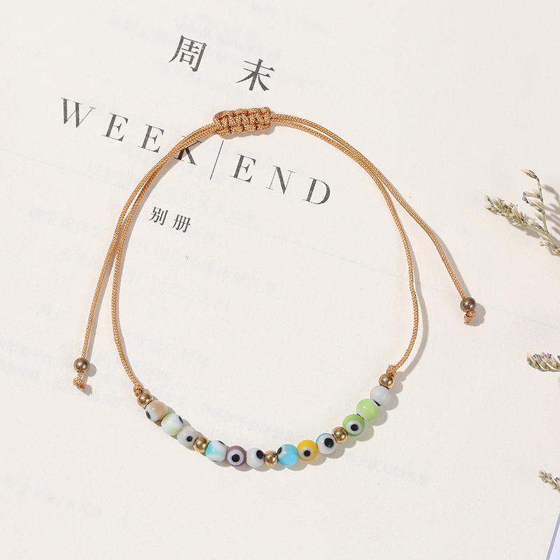 White Blue Evil Eye Bead Rope Bracelets String Cross Bracelets Gift For Friends Female Jewelry