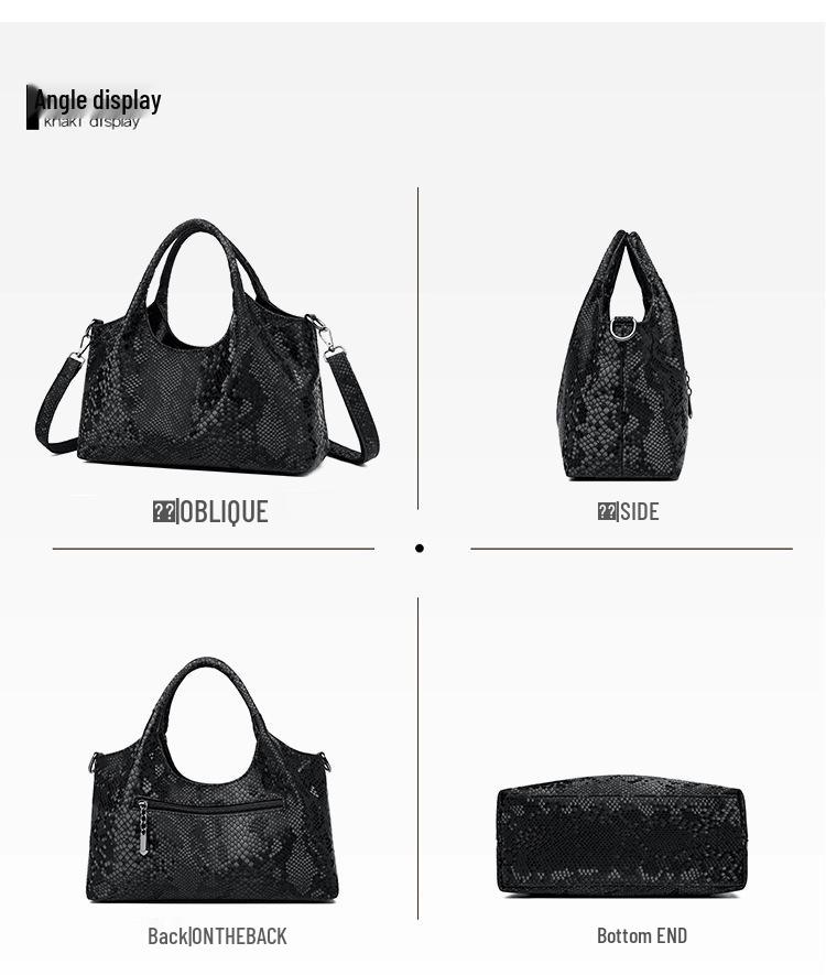 2025 Snake Print Women's High-Capacity Shoulder and Crossbody Tote Bag