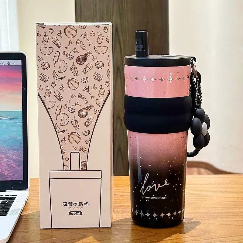 

Керамическая внутренняя колба термос-кружка 316 нержавеющая сталь для девочек высокая ценность чашка-соломинка новая большая емкость автомобильная кружка для льда 710ml