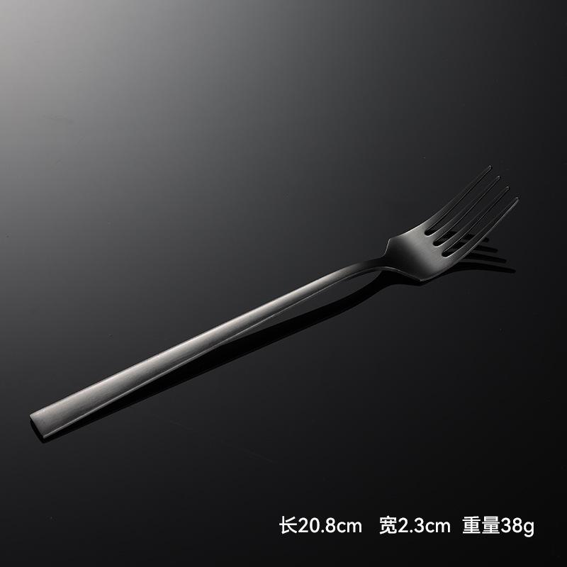 304 Stainless Steel Korean Square Handle Western Tableware Knives, Forks and Spoons Hotel Wide Barbecue Shop Spoon Matte Sand