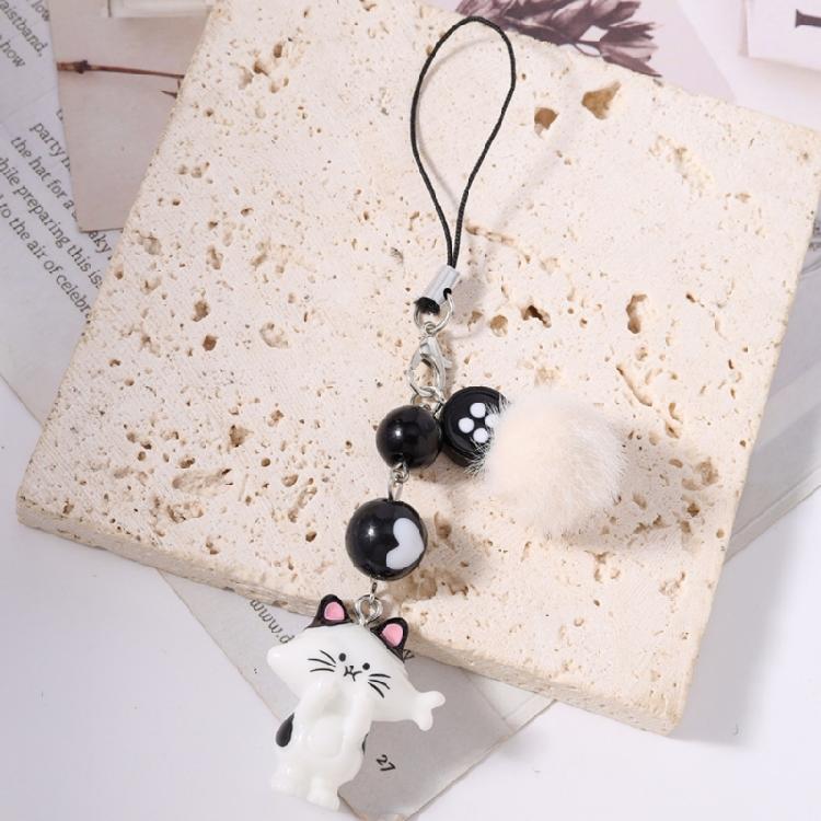 Sturdy Resin Cat Keychain Adorable Phone Accessory Compact Pet Lover Lightweight Phone Charm Gift for Everyday Use