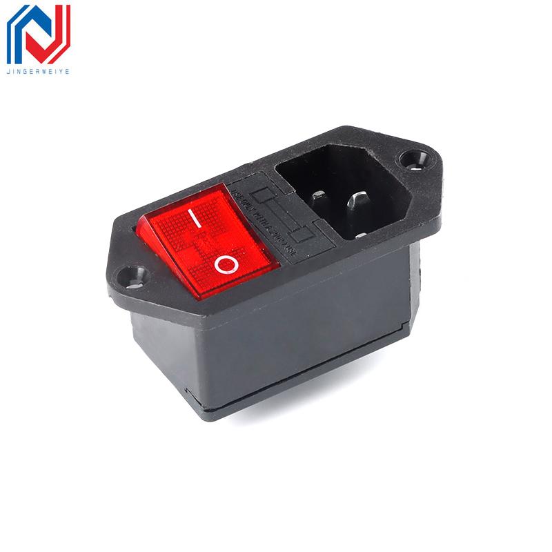 1PCS AC-01 AC-14-F16 Electrical Power Socket 250V Rocker Switch Brass 10A Inlet Plug Connector Computer Mount Outlet With Fuse