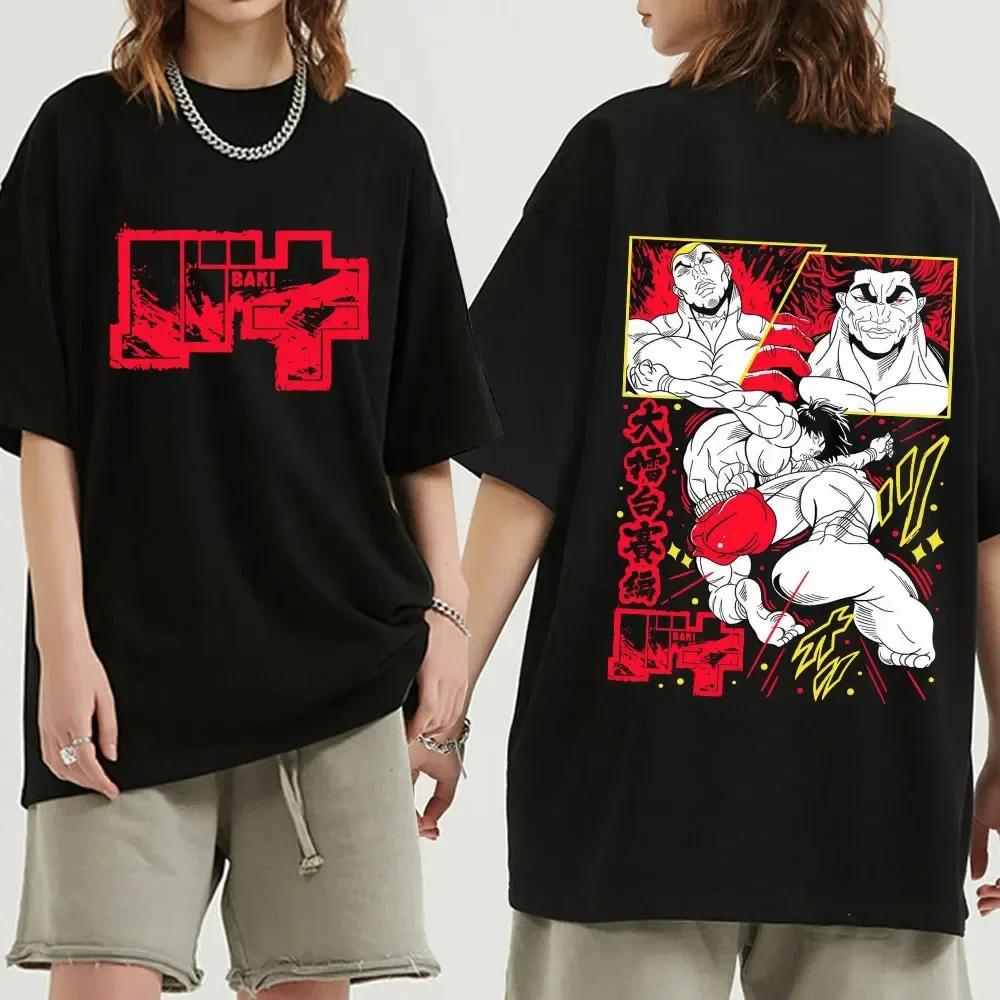 Anime Baki The Grappler T Shirt Yujiro Hanma Gym Short Sleevet T-shirts Men's 100% Cotton Casual Tee Shirt Streetwear Y2k