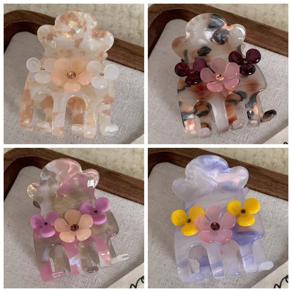 Crystal Small Acetate Hair Claw Acetic Acid Zircon Hairgrip Ins Flower Hair Clip Party