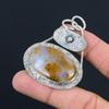 Oval Plume Agate Gemstone 925 Silver Birthday Mother Handmade Trendy New Pendant
