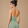 Dfyne Impact Seamless Halter Neck Yoga Tank Top with Chest Pads and Stylish Back Design