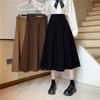 Plus Size Women's A-Line Woolen Flare Skirt - Autumn Winter Korean Style High Waist Skirt