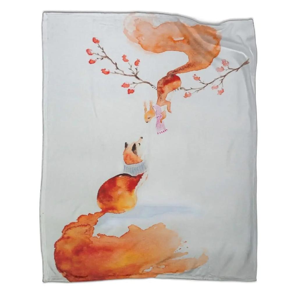 Orange Fox Soft Throw Blanket All Size Lightweight Flannel Blanket for Couch Bed Sofa Travel for Teen Adults Animal Blanket,gift