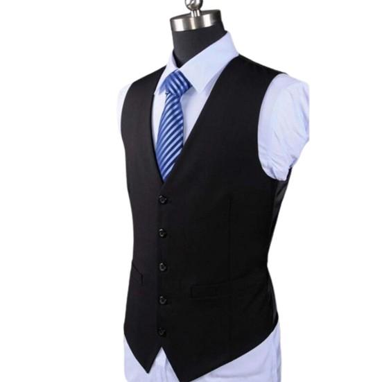 Men Waistcoat V Neck Formal Sleeveless Single-breasted Spring Vest for Work