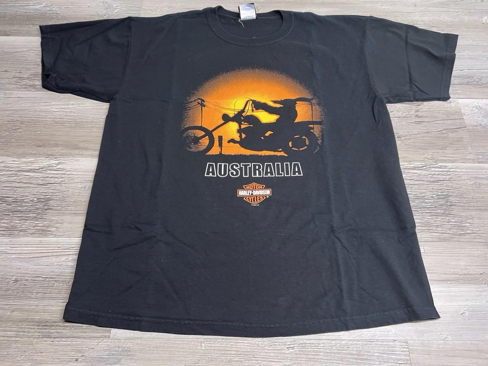 Vintage Y2K Harley Davidson Australia T-Shirt Kangaroo Biker Outback Mens Size L S