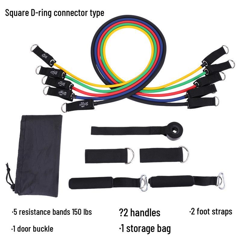 11-Piece TPE Resistance Bands Set - High Elasticity with Customizable Logo for Home Fitness