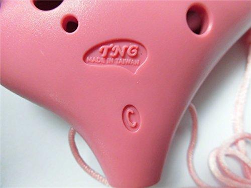 TNG Ocarina, 12-Hole Alto, Pink, Plastic, C Key, AC (with Strap), with Brass Tube, Resin, Pink