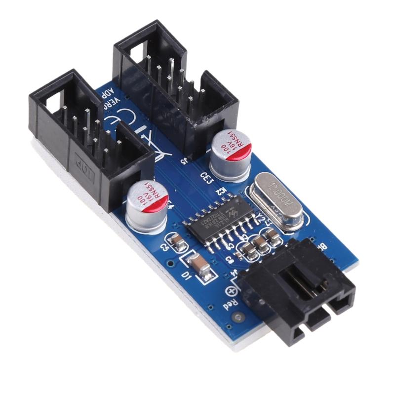 9pin USB Header Male 1 to 2 Female Extension Card USB 2.0 Splitter Cable Connector for Motherboard, Adapter Port