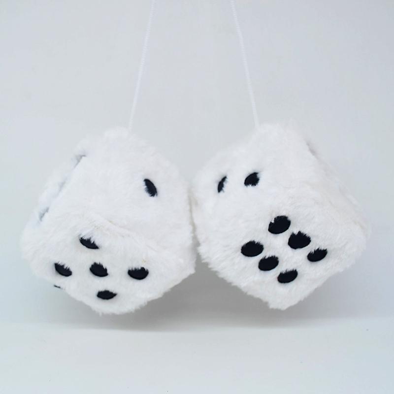 

Cute Plush Dice Toys with Dots Retro Square Plush Hanging Mirror Fuzzy Dices Kid Toys for Car Interior Ornament Decoration