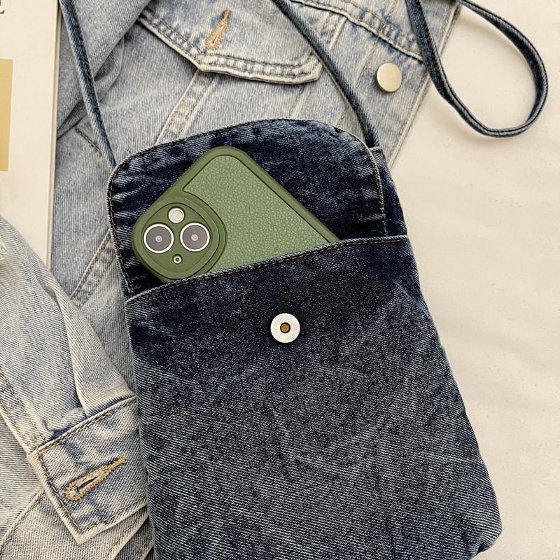 Torebka Damska Jeansowa Vintage Torba na Ramię Mała Torebka na Telefon Komórkowy