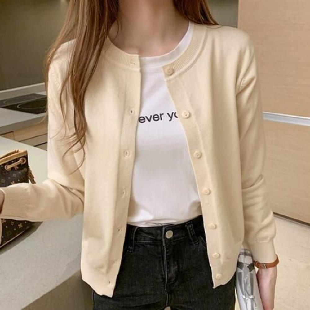 Navava Women Simple Daily Solid Long Sleeve Knit Cardigan Nk2878