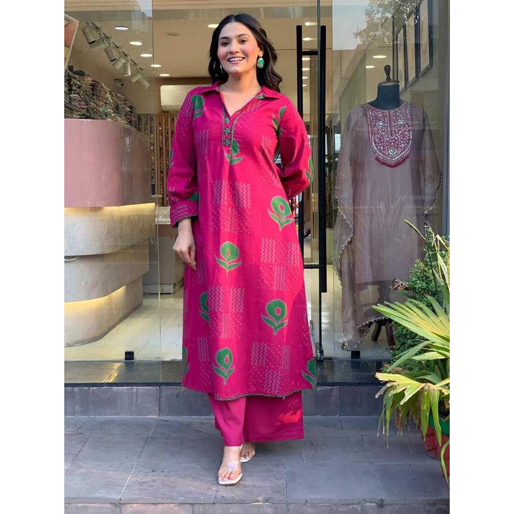 Women's Office Casual Wear Kurti Cord Set Indian Bollywood Ethnic Kurta Pant Set
