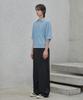GLW Open Collar Waffle Half Knit Blue