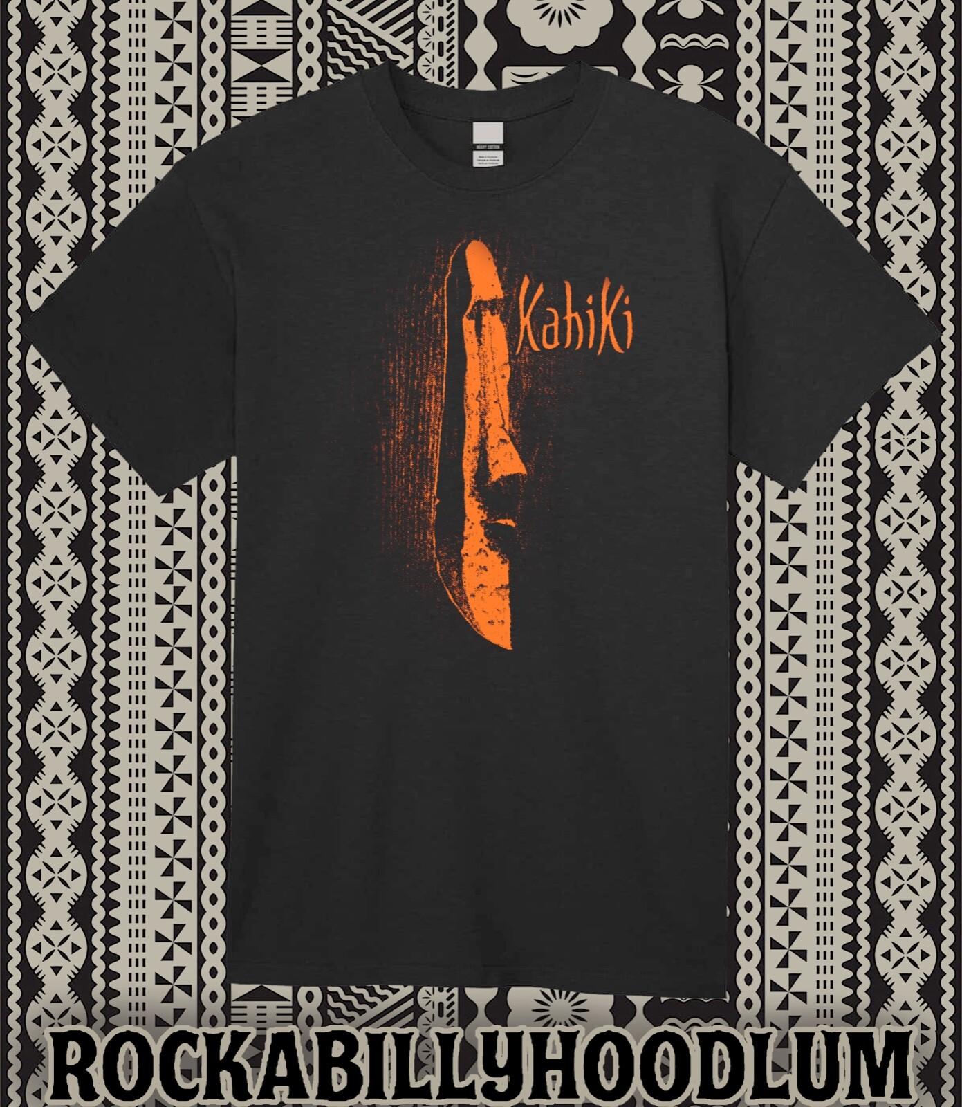 Retro Tiki T Shirt Black Cotton Bar Mug Restaurant The Kahiki Moai Orange M