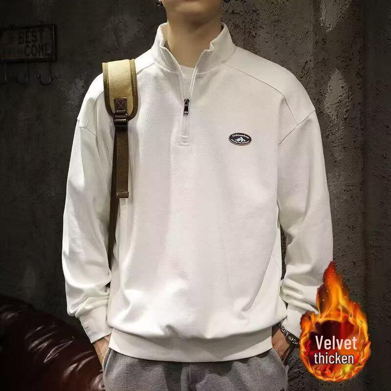 Men's Trendy Loose Half-Zip Stand Collar Sports Hoodie 2025 Spring/Autumn Collection