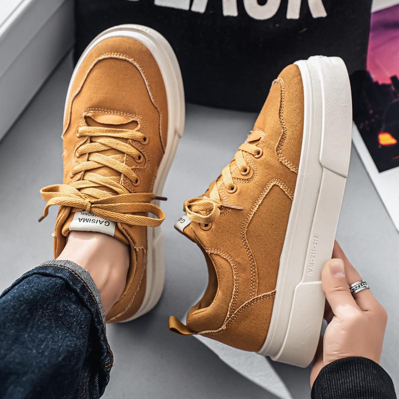 Men 's Casual Four Seasons Fashion Canvas Skateboarding Students Comfortable Sneakers Boys Trending Soft Sole Breathable Shoes