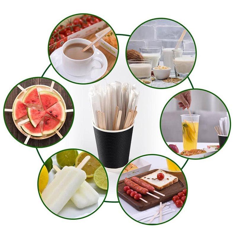 ABBP-500Pcs 7.5" Individually Wrapped Wooden Coffee Stirrers - Perfect For Coffee, Tea, And Hot Beverages