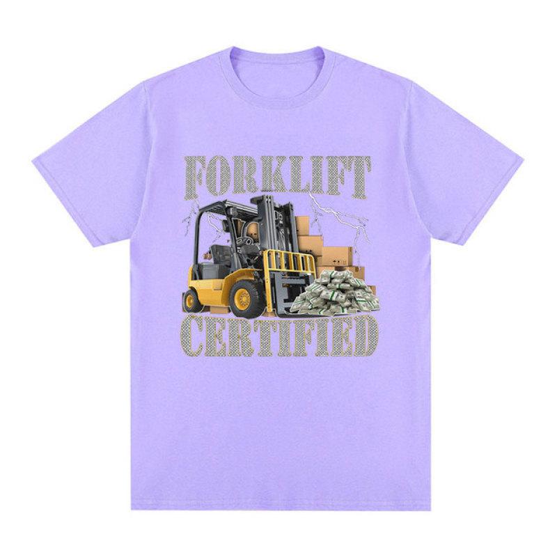 Funny Forklift Certified Operator Print T-Shirt Men Vintage Fashion Short Sleeve T-shirts Cotton Casual Cozy Oversized T Shirts