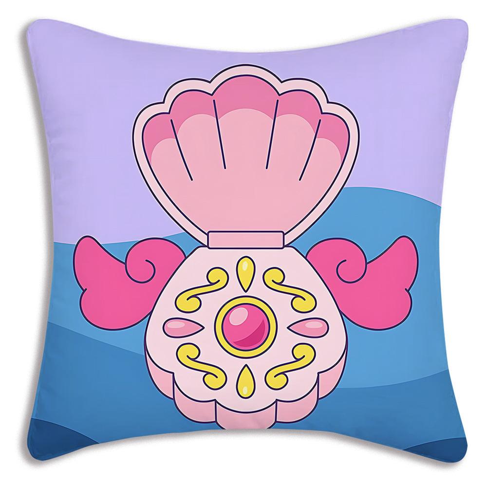 Anime M-Mermaid Melodys Pillow Covers Cartoon Sofa Decorative Home Double-sided Printing Short Plush Cute Cushion Cover