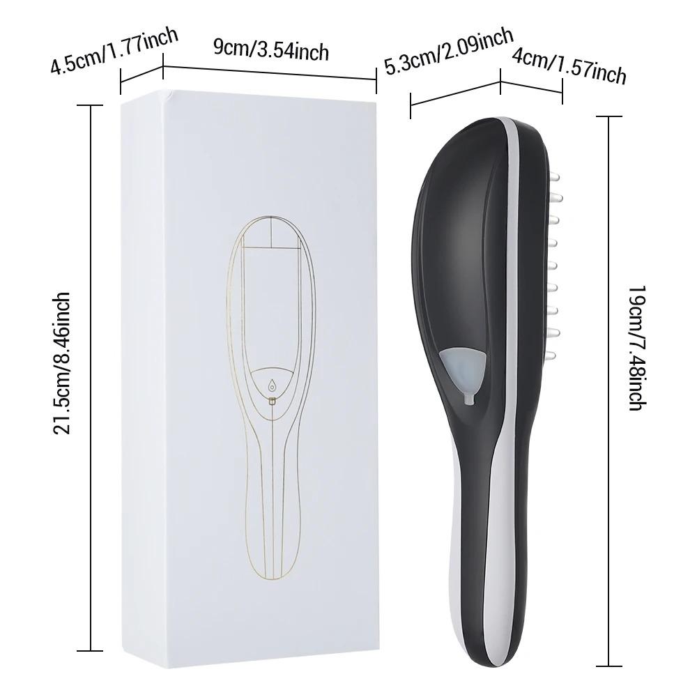 Spray Head Massage Comb Scalp Hair Growth Liquid Guide Comb Electric Vibration Massager Red & Blue Light Therapy Anti-Hair Loss