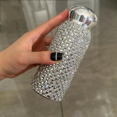 Stainless Steel Insulated Tumbler Women Sparkling Rhinestone Mini Travel Mug 220ml Portable Vacuum Cup Office School