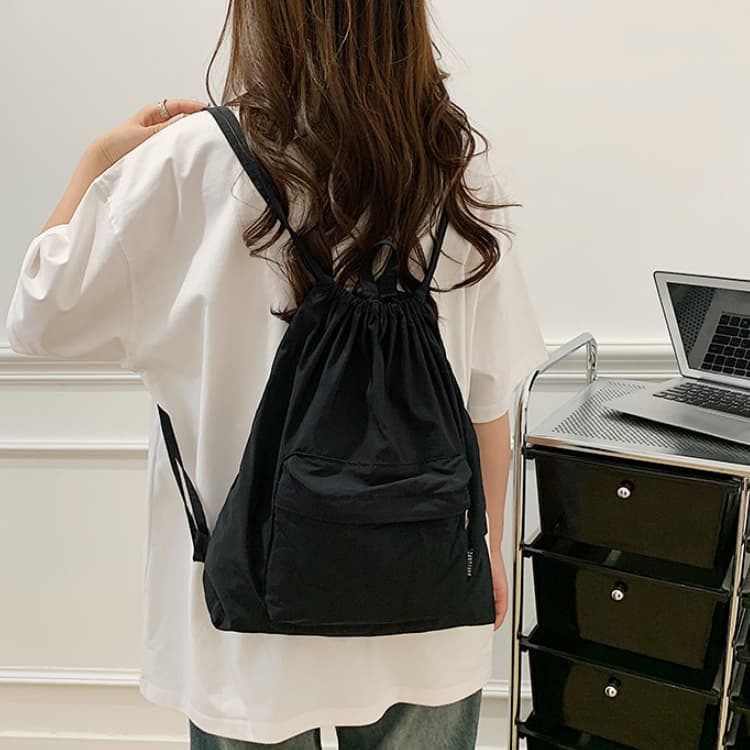 Drawstring nylon backpack women's bundle bag backpack