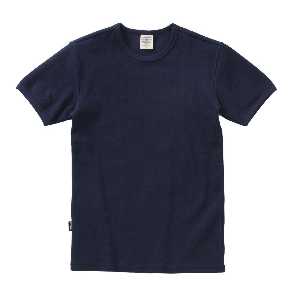 Avirex Daily Crew Neck Ribbed Short Royal T-Shirt, Sleeve, XL,