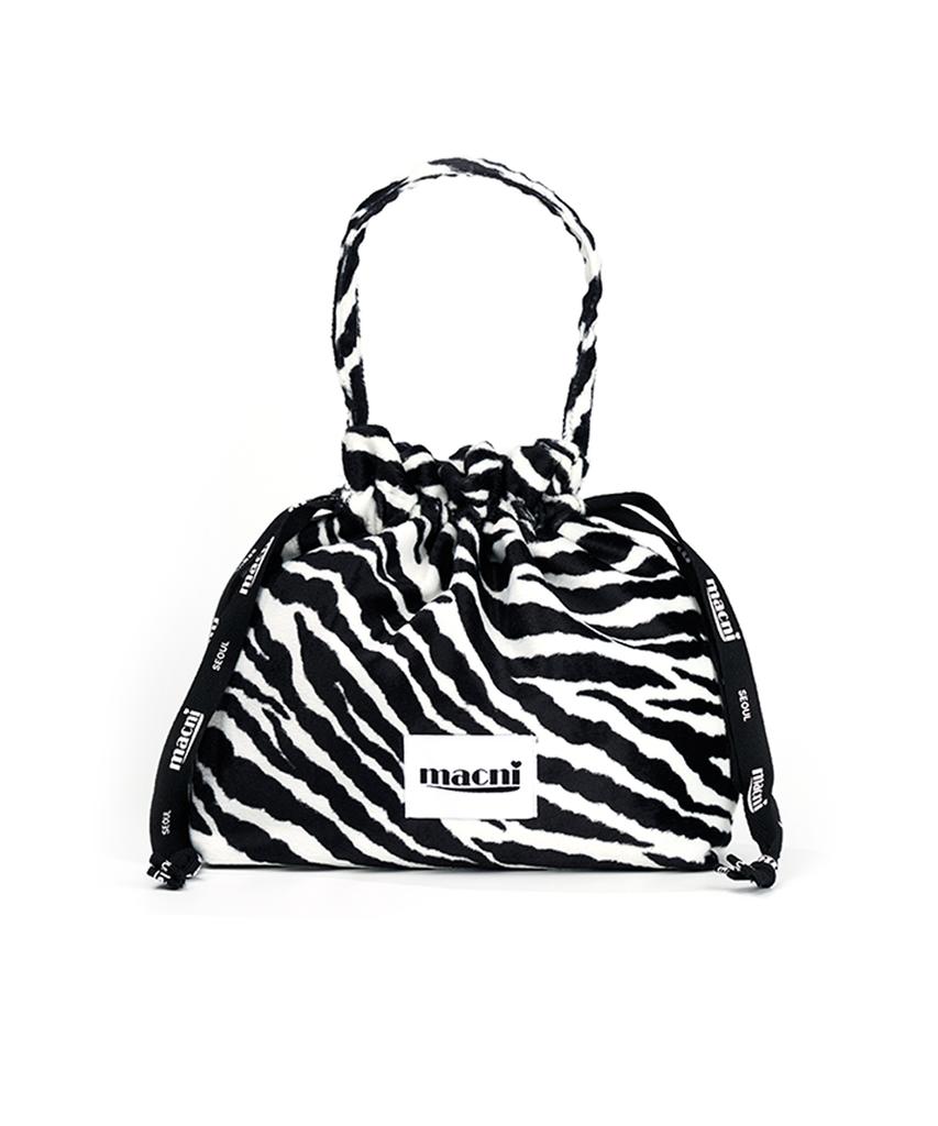 Macni Zebra String Pouch Bag White