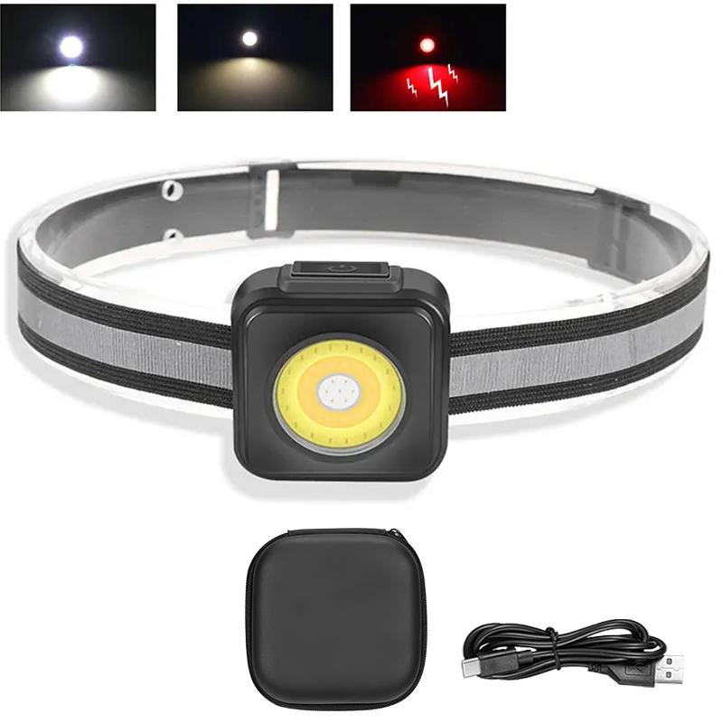 Mini Headlamp Portable COB Headlight 3 Light Modes Camping Head Flashlight Outdoor Emergency Lamp Night Working Fishing Lantern