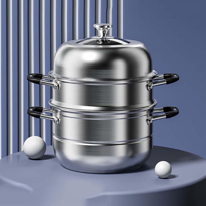 KSISE 30cm 3-Layer Stainless Steel Multifunctional Steamer Pot